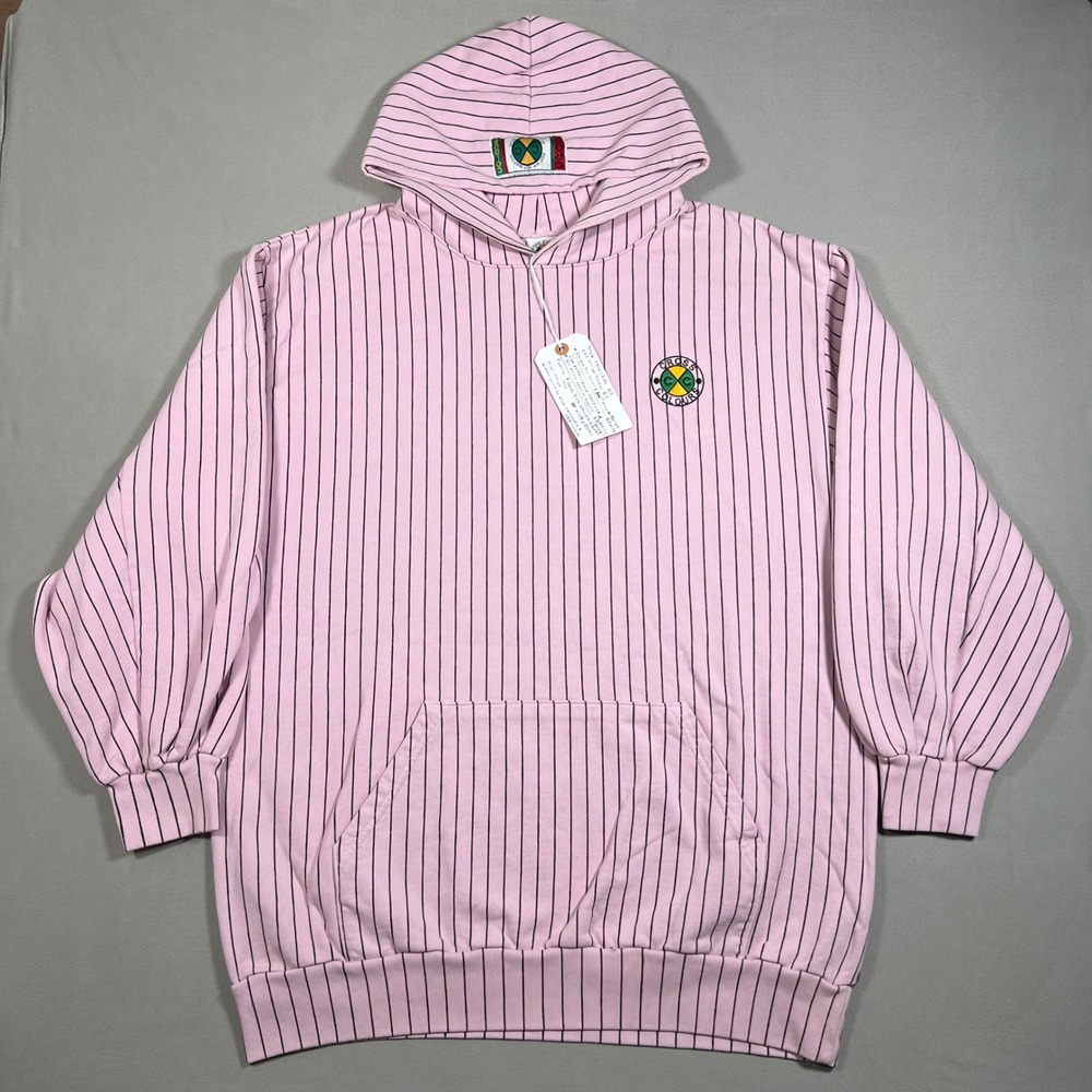 Cross Colours CXC Striped Hoodie Pink Black Pinstripe Mens Large Made in USA NEW